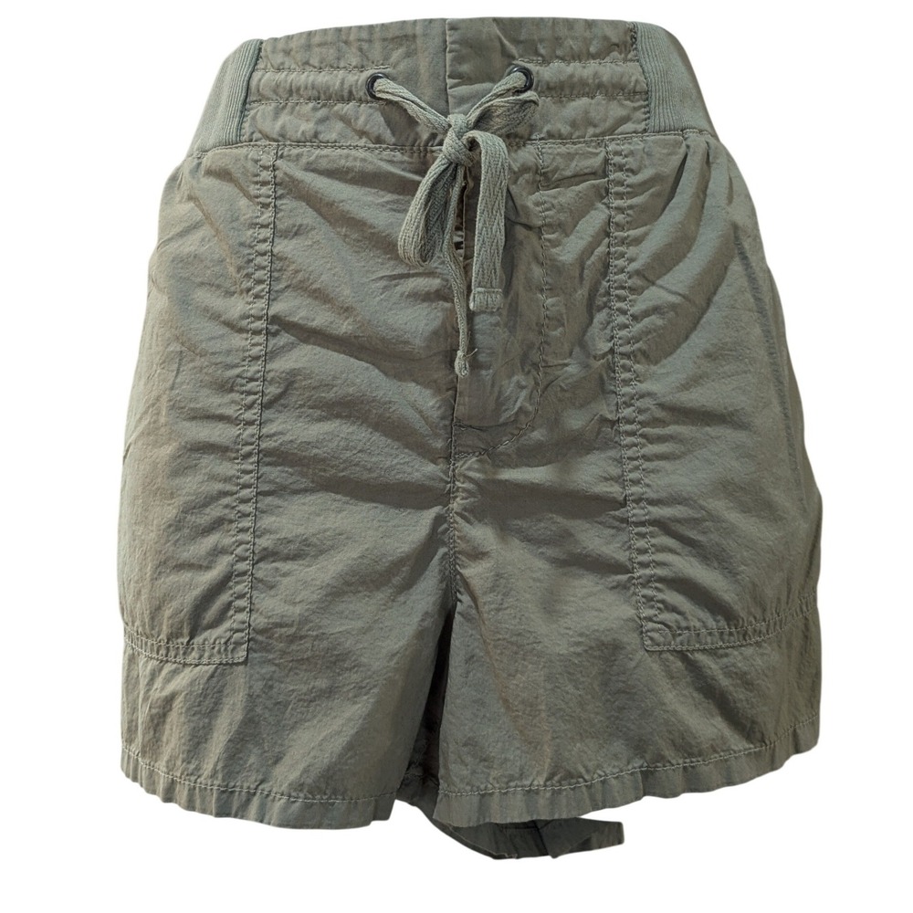 Lou & Grey Womens Olive Green Cotton Utility Shorts Hook Drawstring Waist Size L